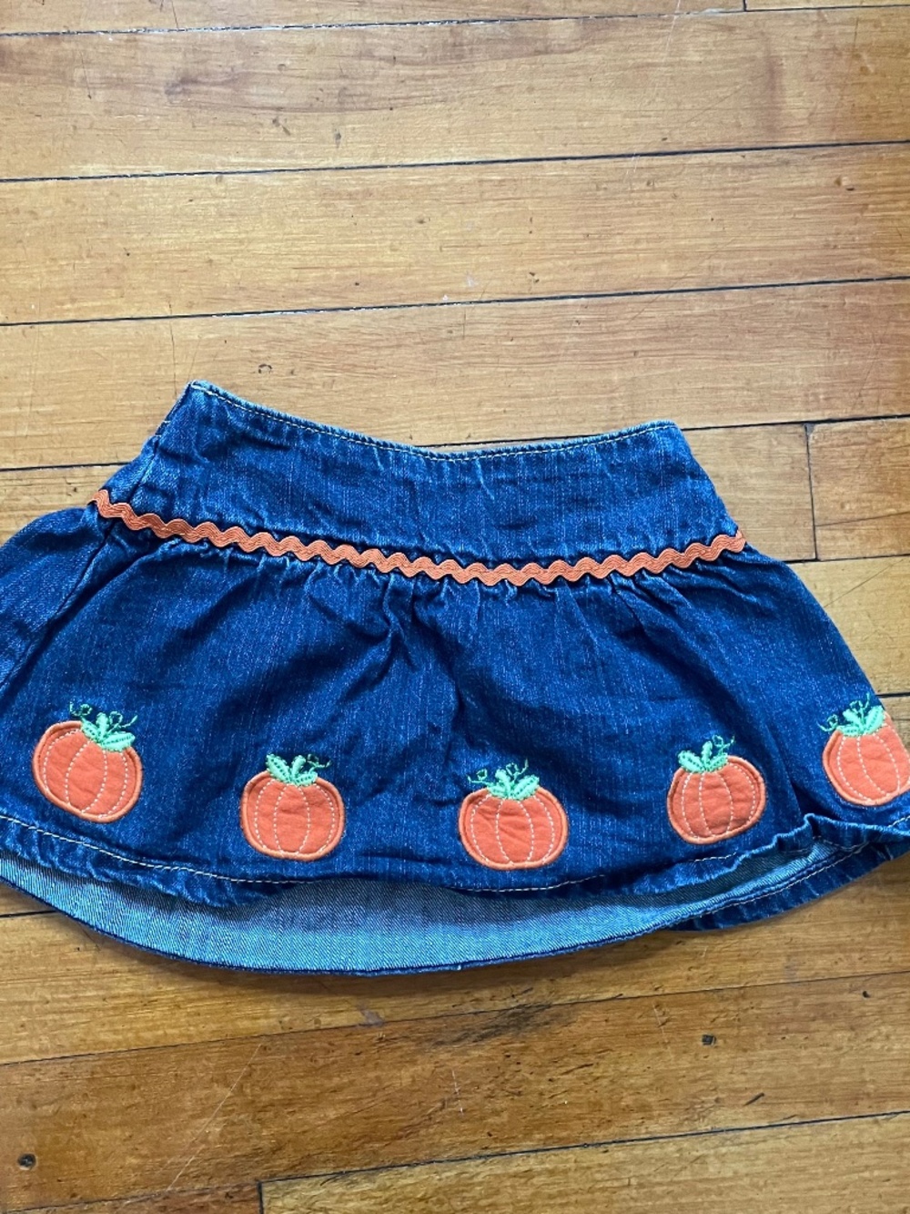 Gymboree Girl 12-18M Denim Pumpkin Mini Skirt 2013 Fall Halloween Autumn Cute